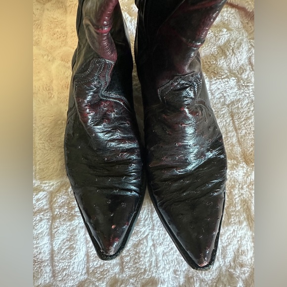 Ostrich Skin Cowgirl Boots - Size 7.5 D - Picture 2 of 5